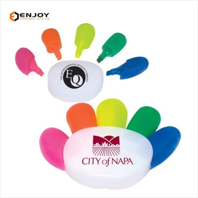 Custom Printed Plastic 5 Colours Fingers Hand Shape Highlighter For Promotions Kids Use